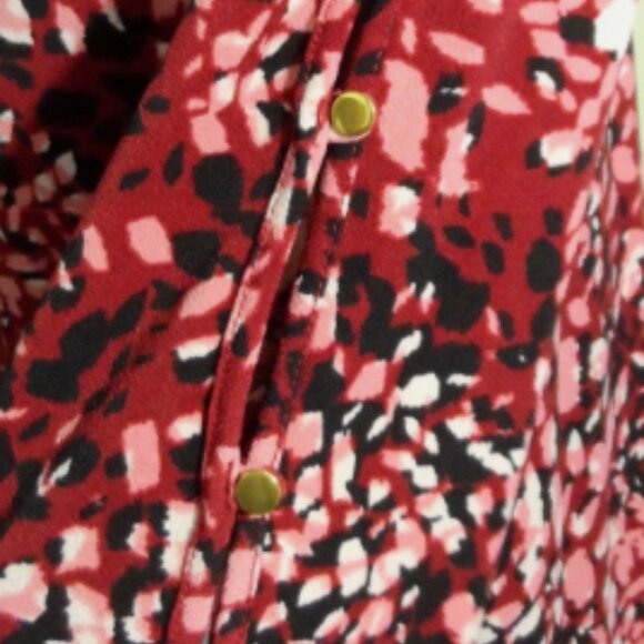 Roz & Ali Stretch Blouse Red Abstract Round Neck Top, Size 1X - Picture 5 of 5